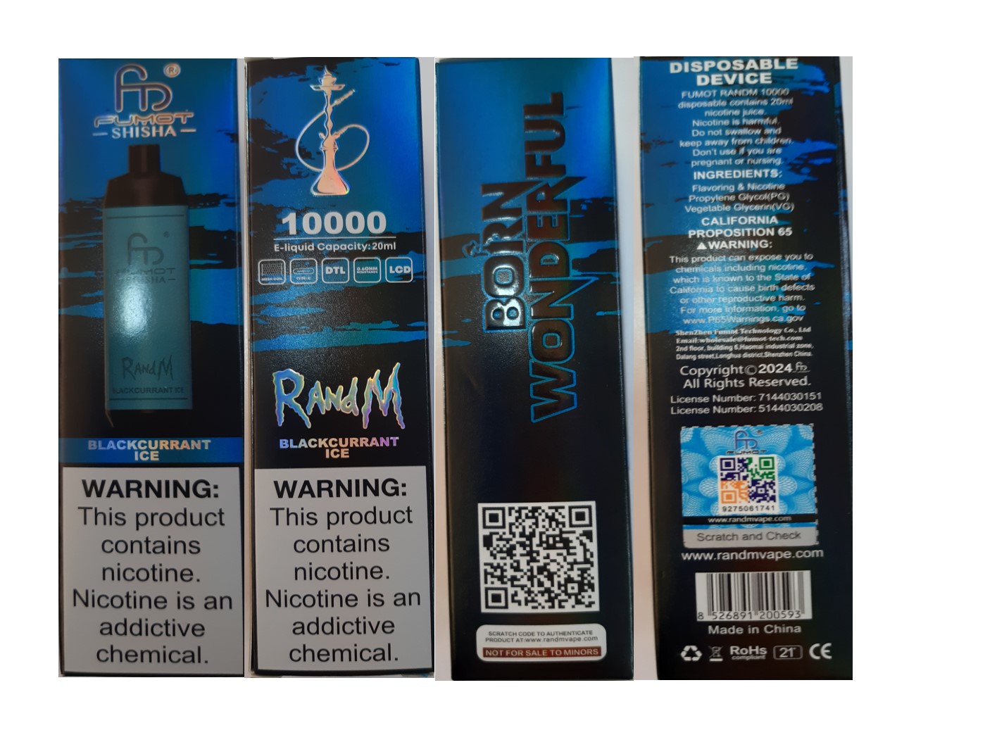 Jednorázová elektronická cigareta FUMOT® SHISHA RANdM 10000 PUFFS, 20 ml – v 7 příchutích